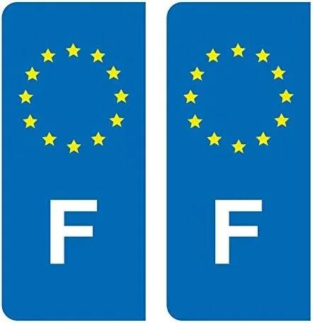 HADEXIA Self-Adhesive Car Registration Plate Sticker for France European Union Europe EU Blue Stars Yellow