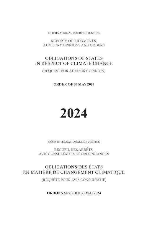 Obligations of States in Respect of Climate Change: Order of 30 May 2024