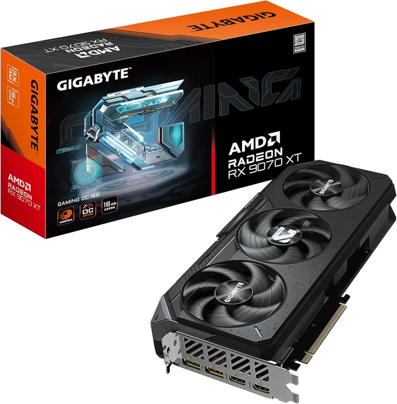 GIGABYTE Radeon RX 9070 XT Gaming OC 16G Graphics Card - 16GB GDDR6, 256 Bits, PCI-E 5.0, 3060 MHz Core Frequency, 2 x DisplayPort, 2 x HDMI, GV-R9070XTGAMING OC-16GD