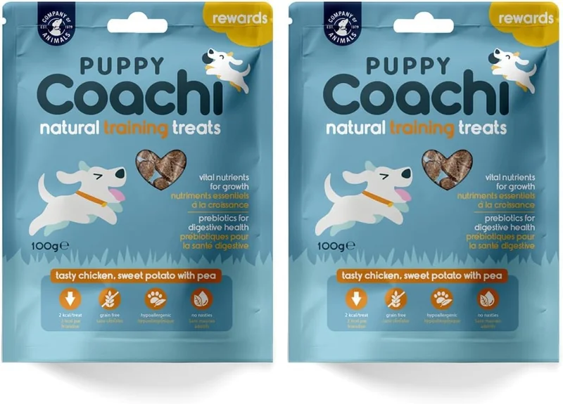 Coachi Natural Puppy Treats - Cereal Free Treats, Healthy & Hypoallergenic Soft Treats Easy to Break Ideal for Training and Rewarding Puppies (Chicken, 100g)