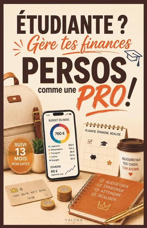 ÉTUDIANTE, gère tes finances PERSOS comme une Pro: Un Guide mensuel simple pour apprendre à gérer ton budget, vivre bien, être à l’aise avec l’argent sans avoir reçu d’éducation financière.