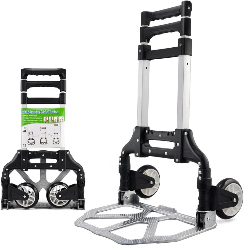 Yaheetech Diable Pliant Max 75 kg Chariot Alu, Poignée Réglable 64-100cm