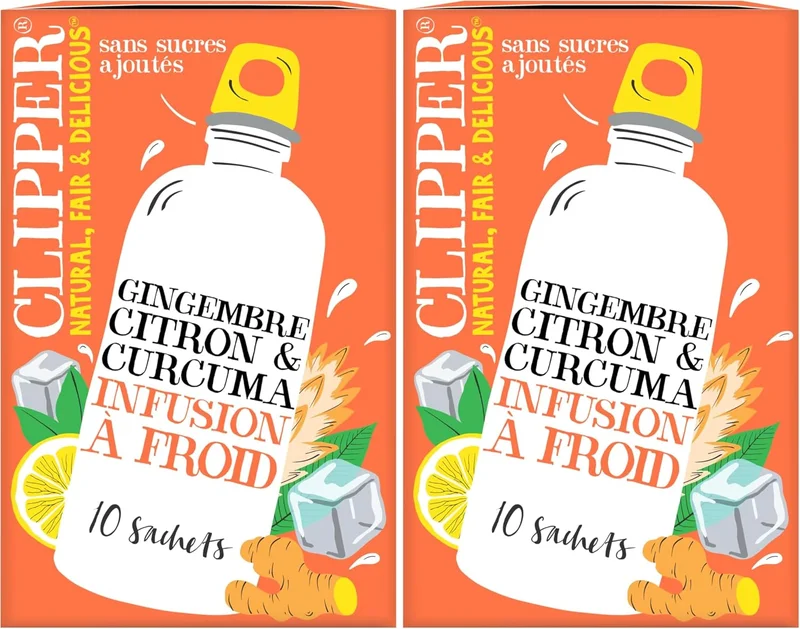 CLIPPER Cold Infusion - Lemon, Ginger, Turmeric - No Added Sugars - 10 Organic Infusion Sachets - 27g