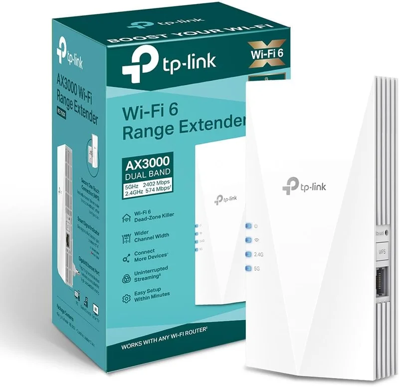 TP-Link WiFi 6 Repeater Powerful 3000 Mbps, Gigabit Port, RE700X