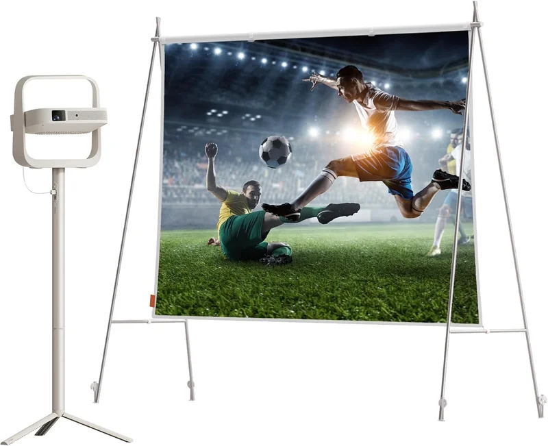 XGIMI Elfin Flip Plus Full Pack Projector | 1080P Full HD, Light and Slim | Projector + Battery Support + 70 Inch Screen | Cinema Room, Garden, Camping & Party Friendly
