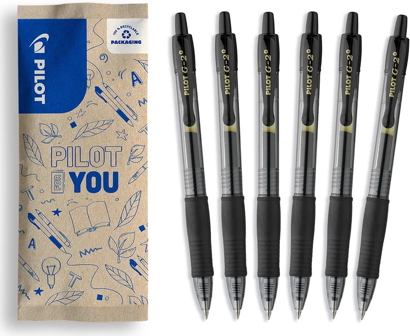 PILOT - 6 G2 Plus - Gel Ink Pen - Refillable - Black - Medium Tip