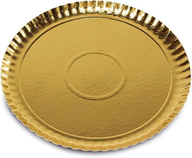 Guardini, Set of 3 trays Ø 31 cm, Disposable, Cardboard, Gold, Made in Italy, Easy Bake Line