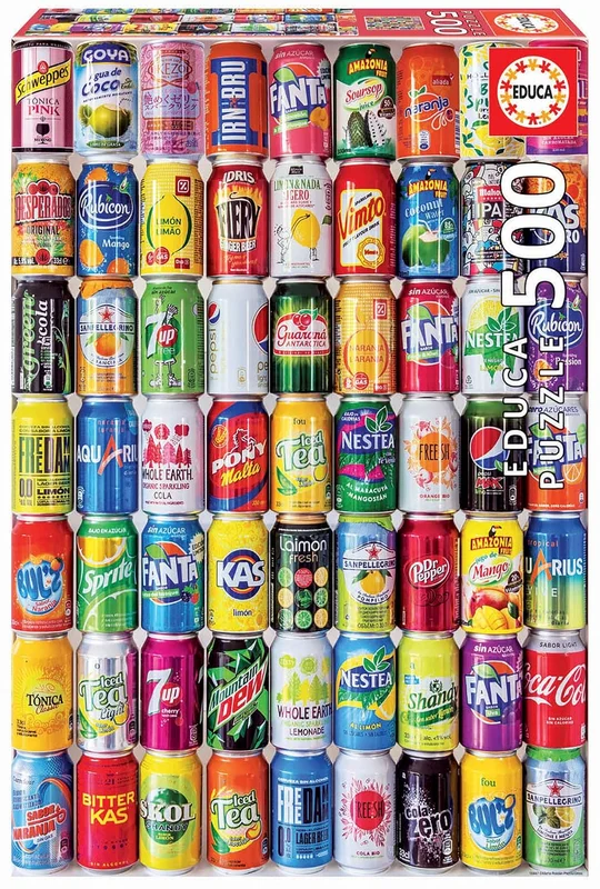 Educa - Soda Cans Puzzle 500 Pieces | Pop Art Collection Vivid Colours | 40 x 11 cm | From 11 Years (18447)