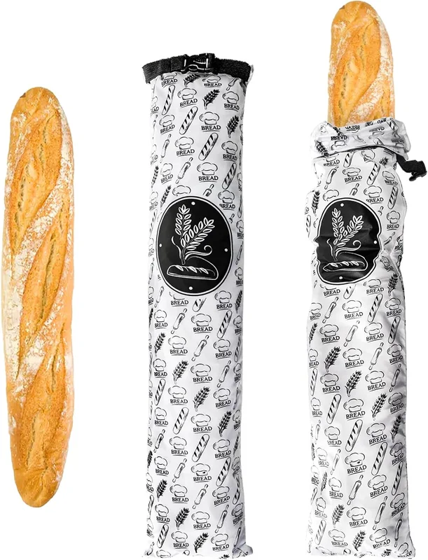 ZENFUN 2 Pack Large Reusable Bread Bread Freezer Bags Bread Storage Bags Waterproof Bread Chopsticks
