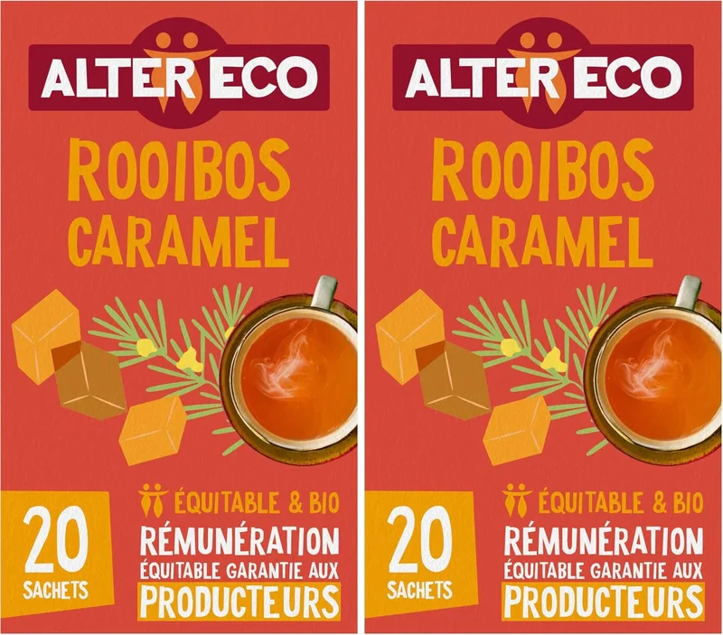 ALTER ECO - Rooibos Caramel Infusion - Organic and Fair Trade Infusion - Theine Free - Box of 20 Bags (Pack of 2)