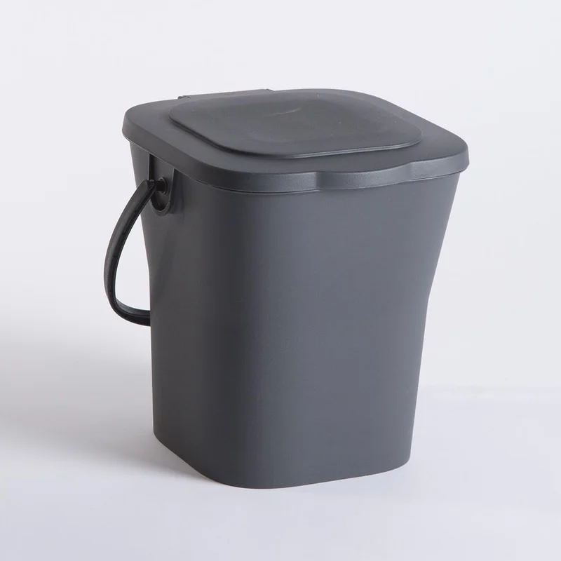 EDA - Compost bucket 6 L - Mini bin with lid - Airtight closure - Compact and practical - Grey