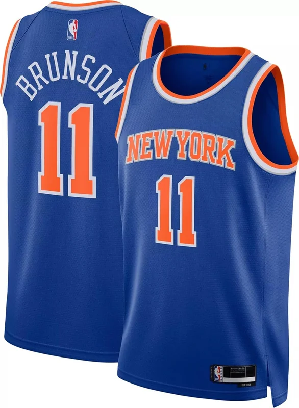 Jalen Brunson New York Knicks NBA Kids Youth 8-20 Blue Icon Edition Swingman Jersey