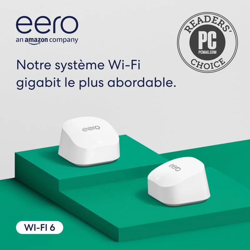Amazon eero 6+ Mesh Wi-Fi Router | 1.0Gbps Ethernet | Covers up to 280 m² | Connect 75+ Devices | 2 Pack | Model 2022