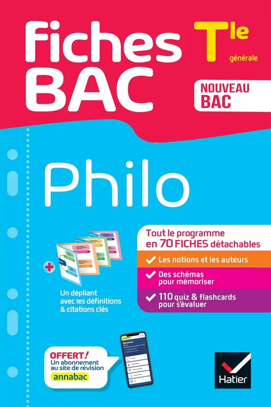 Fiches bac - Philo Tle - Bac 2026: tout le programme en fiches de révision détachables