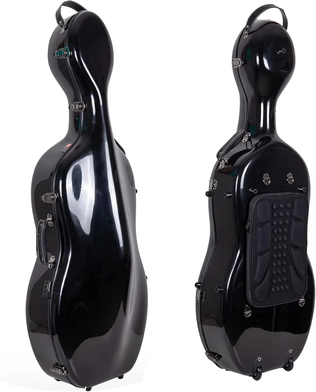 Crossrock CRF1000CEFBK étui en fibre de verre pour violoncelle 4/4 avec roues 4/4 Full Size noir