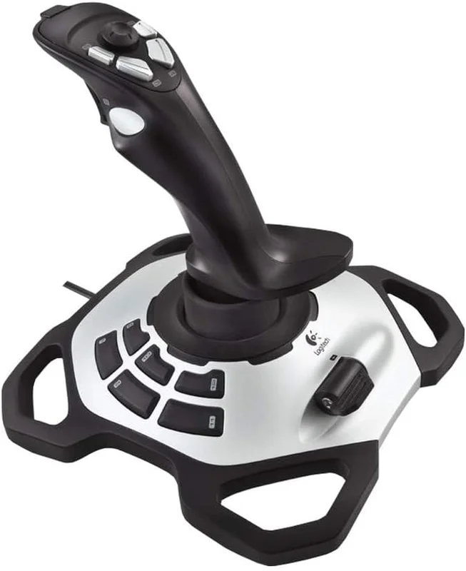 Logitech G Extreme 3D Pro Joystick, Steering Wheel Control with Rotating Handle, 12 Programmable Buttons, Octodirectional POS Button, Stable Base, Quick Fire Trigger, USB, PC - Black/Silver