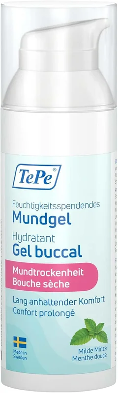 Gel buccal hydratant TePe bouche sèche, menthe douce, gel buccal pour soulager la sensation de bouche sèche, facile à emporter.