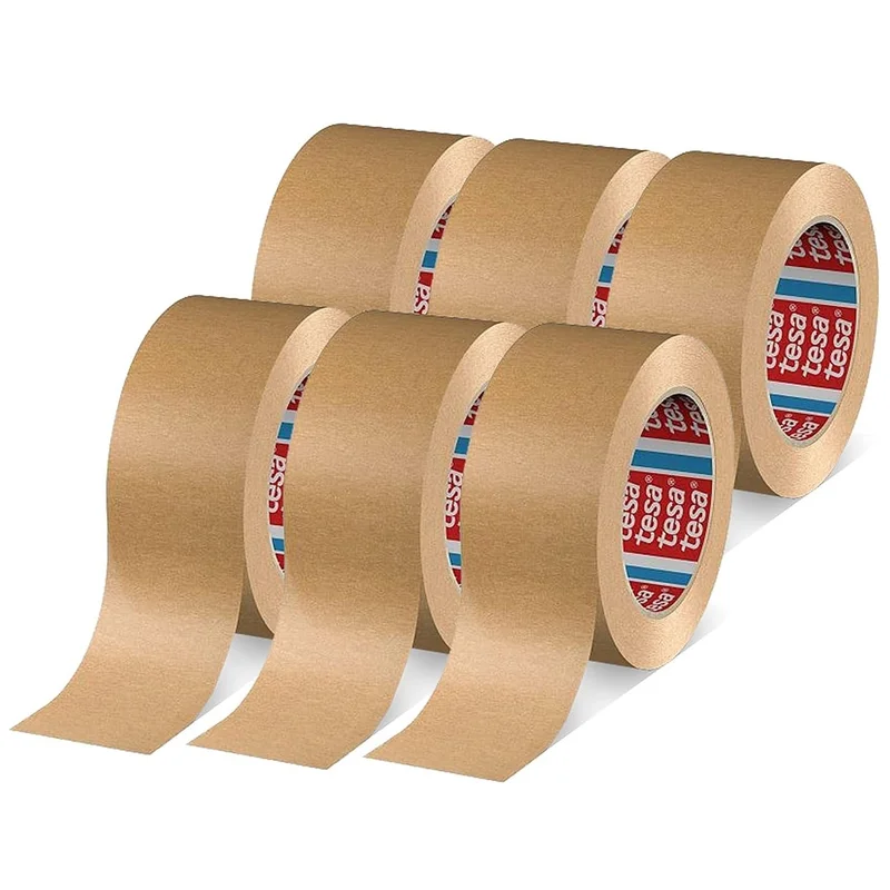 tesa pack 4713 Paper tape - 164 ft x 50 mm - brown - 6 rolls Light parcel tape - Solvent free and easily recyclable tape - Hand tear tape