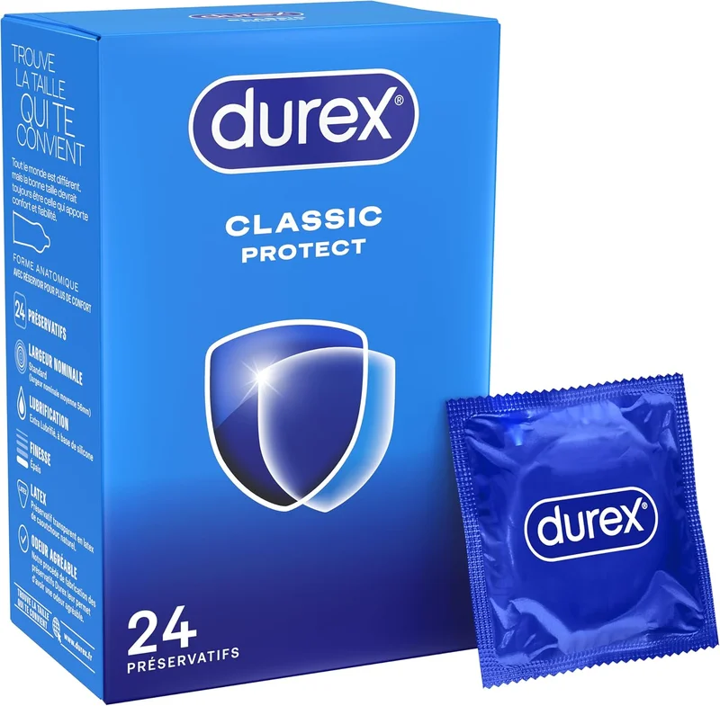 Durex Essential Extra Lubricated Condoms - Comfort and Safety - White - 24 Units