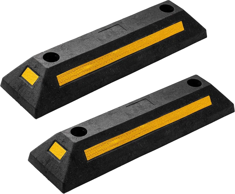 ZONETECH Guide de stationnement en Caoutchouc Robuste – 2 butées de Roue de Garage durables de qualité supérieure avec Bande réfléchissante