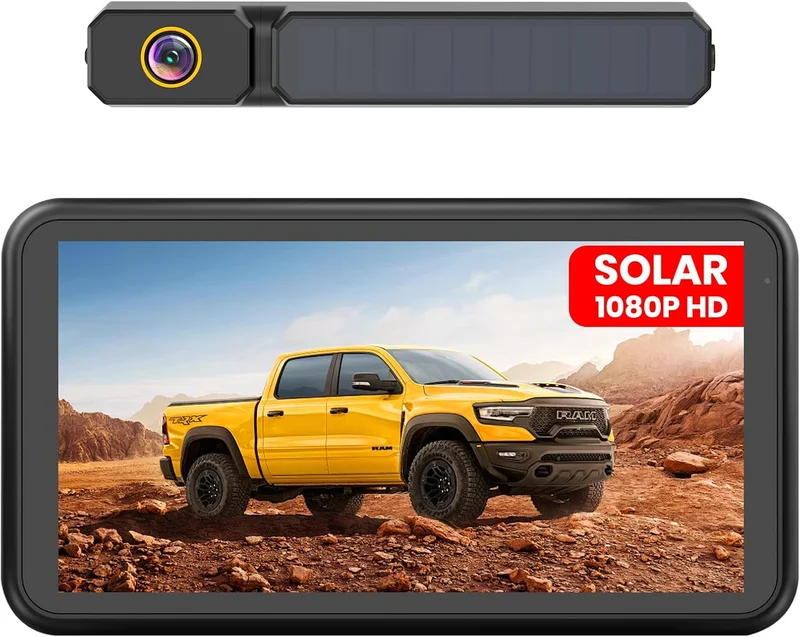 Foxpark Wireless Solar Backup Camera: Easy Installation in 3 Minutes, with HD 1080P 5 Inch Monitor, Waterproof IP69K Night Vision Clear Night Vision Reversing Camera for Car, SUV, Truck, Van