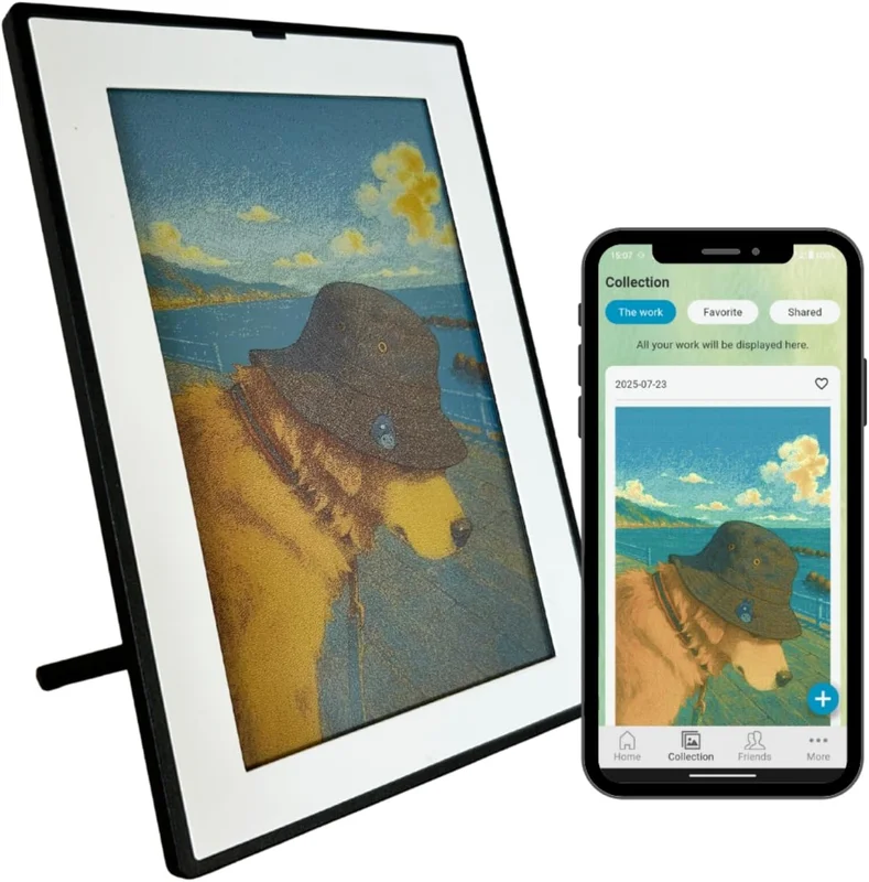 SMARTWIZ+ art E Ink Art Frame Designed in Japan, Spectra6 7.25" Color Display, Wi-Fi, App Controlled, Perfect for Home Decor | E-Paper Display Made in Japan |