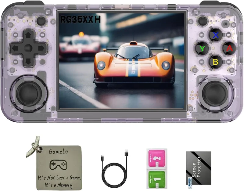 RG35XX H, Anbernic Console de jeu portable rétro avec carte 64GTF, double joystick, écran HD 3,5", dure jusqu'à 8 heures de batterie haute capacité pour mieux