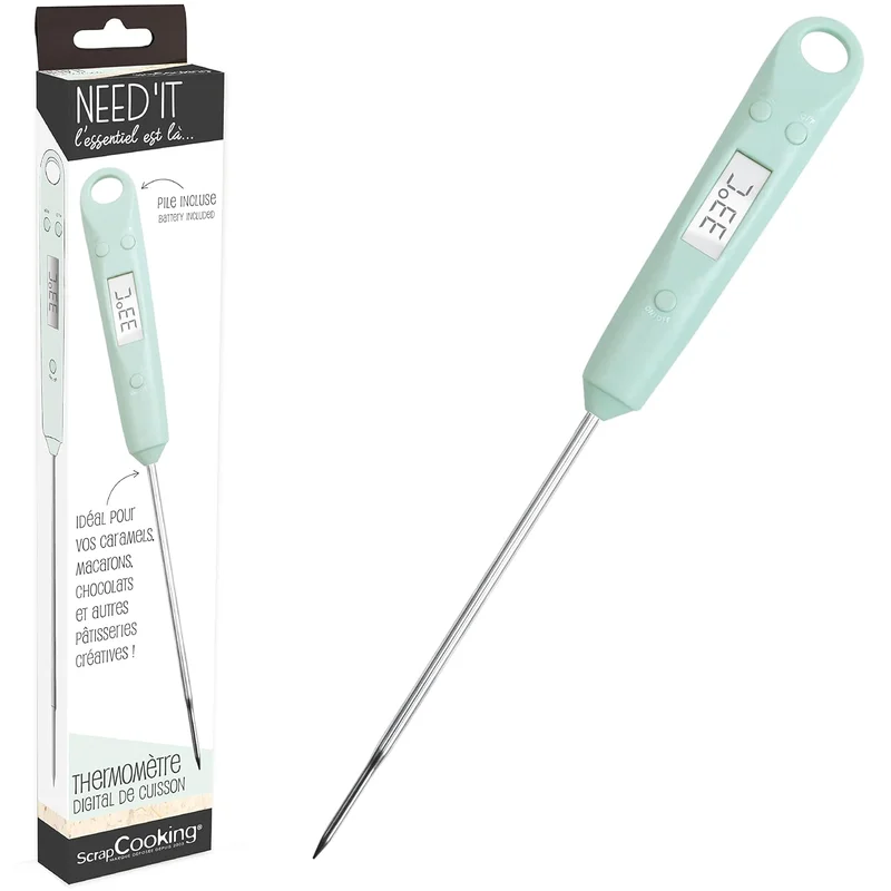 ScrapCooking - Need'it Digital Thermometer - Induction Compatible - Food Thermometer with Stainless Steel Probe & Digital Screen - Ideal for Cooking Chocolate, Caramel, Sugar - 5179