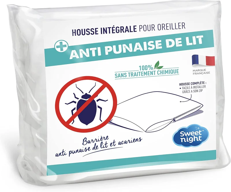 Sweetnight – Pillow Protector 60 x 60 cm – Anti-Bed Bug and Anti-Dust Mite – Full Pillow Cover with Zip – No Chemical Treatment