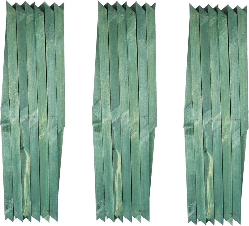 Treillis en Bois Kanta Extensible pour Jardin Mural pour Plantes Grimpantes - Décoration et Partition pour Plantes (Pack de 3) (Vert, 180 cm x 30 cm)