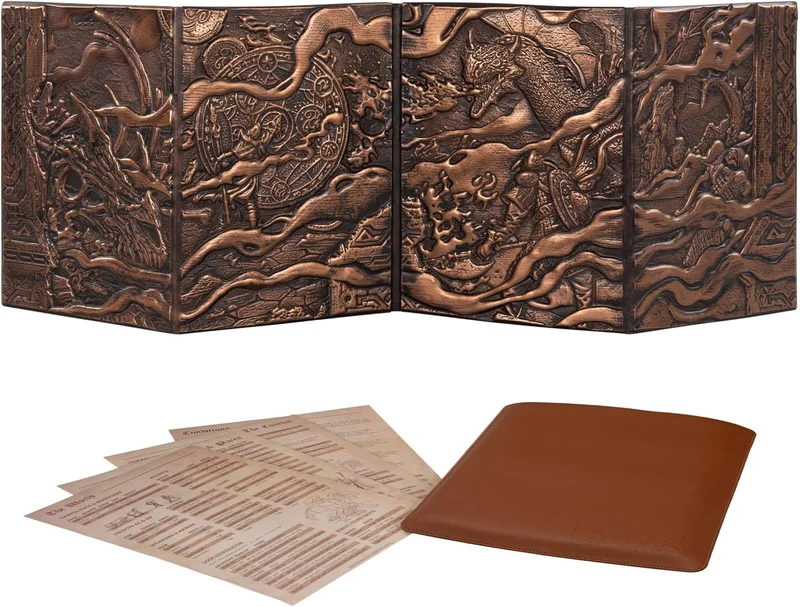 DND 5th Game Master Screen - 3D Faux Leather D&D Screen with Customizable Inserts Dungeon and Dragon/Dungeons & Dragons Game Master Accessories/Game Master Gift/Role Playing Game