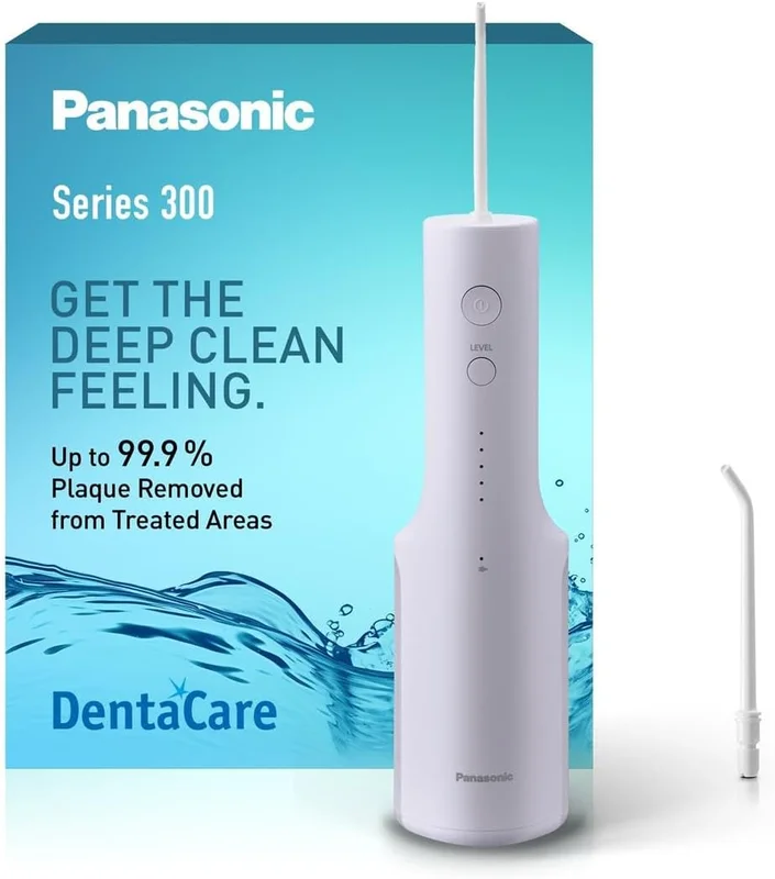 Panasonic Serie 300 Ultrasonic Dental Irrigator EW-DJ26-V303, Oral Irrigator, 200 ml, IPX7, 2 Standard Tips, 5 Pressure Settings, Travel Accessory, Purple