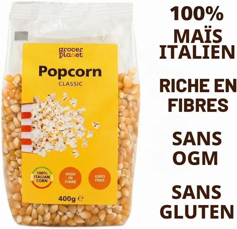 Grocer Planet - Maïs Jaune Italien à Pop Corn - 2 Sachets de 400g (800g) | (Lot de 2)