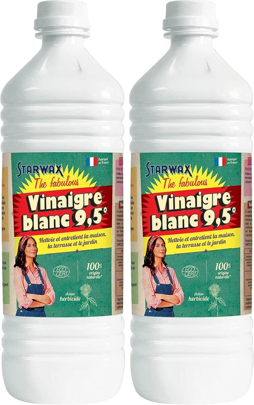 Starwax Fabulous White Vinegar 9.5° Fragrance Free – 1 L – Ideal for the Care of Your Home and Garden (Pack of 2)