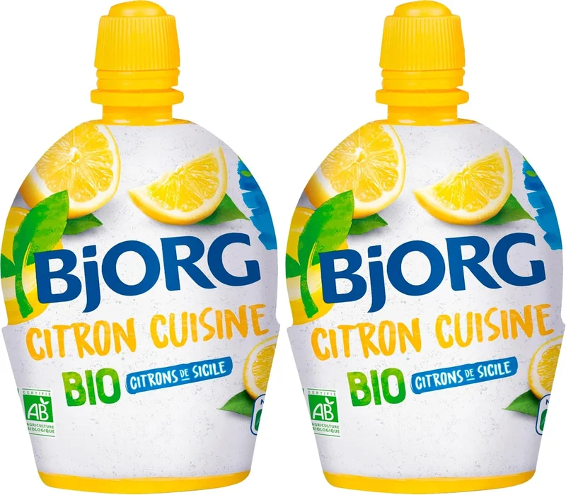 BJORG - Jus de Citron Cuisine - À Base de Jus de Citrons Bio de Sicile - Aide Culinaire - 20 cl (Lot de 2)