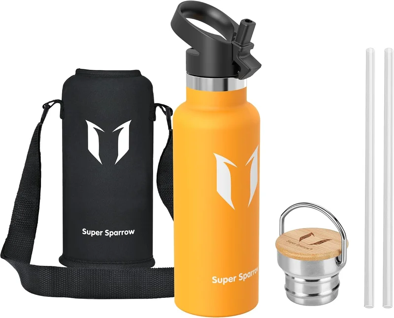 Super Sparrow Insulated Water Bottle – Insulated Bottle – 500 ml – Stainless Steel Bottle with Standard Mouth – Leakproof Sports Bottle – BPA-Free Children's Water Bottle for Sports, Gym, Travel