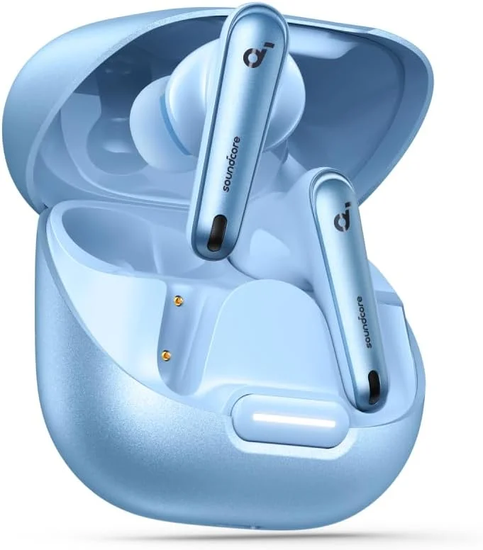 Soundcore by Anker Liberty 4 NC Wireless Earphones with Noise Reduction, 98.5% Noise Reduction, Adaptive Noise Reduction for Ears and the Environment (Light Blue) (Refurbished)