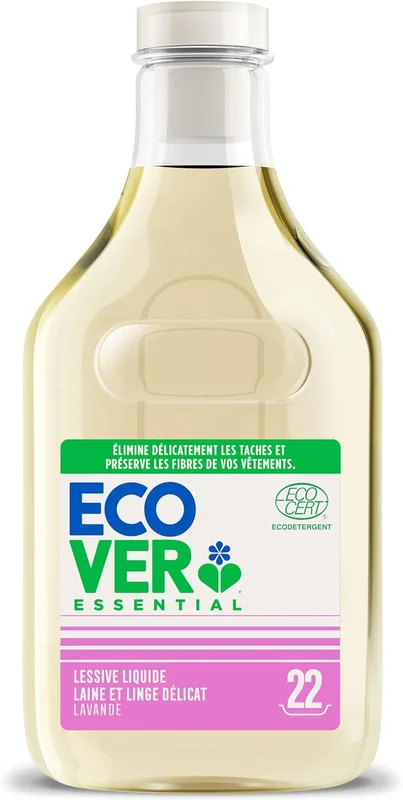 Ecover Essential Lessive Laine & Soi, pour linge délicat, Lavande 1L 22 Lavages