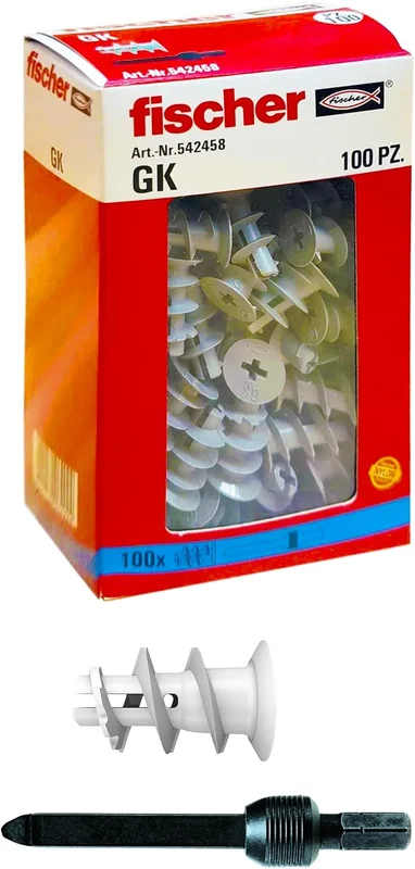Fischer GK Specific Drywall Anchors Pack of 100, Mounting Accessories Included