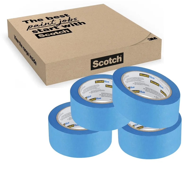 ScotchBlue Ruban de Masquage de Peinture Multi-Surfaces, 36 mm x 41 m, 4 Rouleaux- Scotch Ruban Adhésif Polyvalent pour Travaux de Peinture et Décoration, Intérieur et Extérieur, 70% PEFC