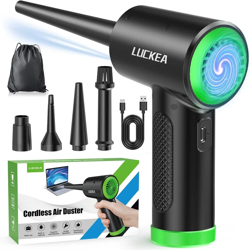 3 Speed Compressed Air Blower PC - Compressed Air Blower with 6000 mAh Battery, LED Light, Dry Air Bomb Cleaning PC, Mini Blower Car Computer Duster, Air Duster