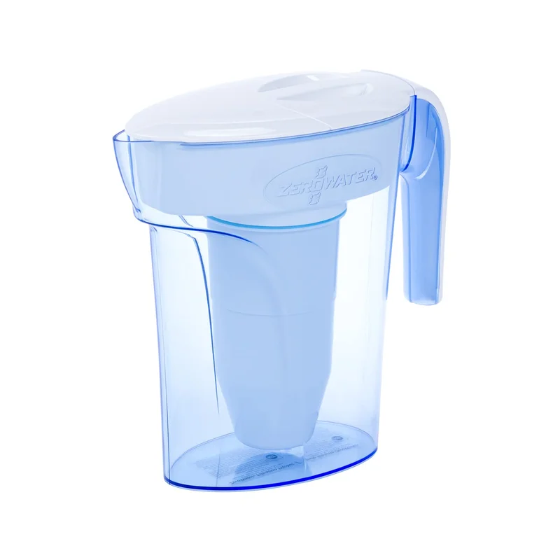 ZeroWater Carafe filtrante d'eau en 5 étapes 1,7L, certifiée NSF pour la réduction des particules de plomb, les métaux lourds et les SPFO/APFO, Blanc et Bleu