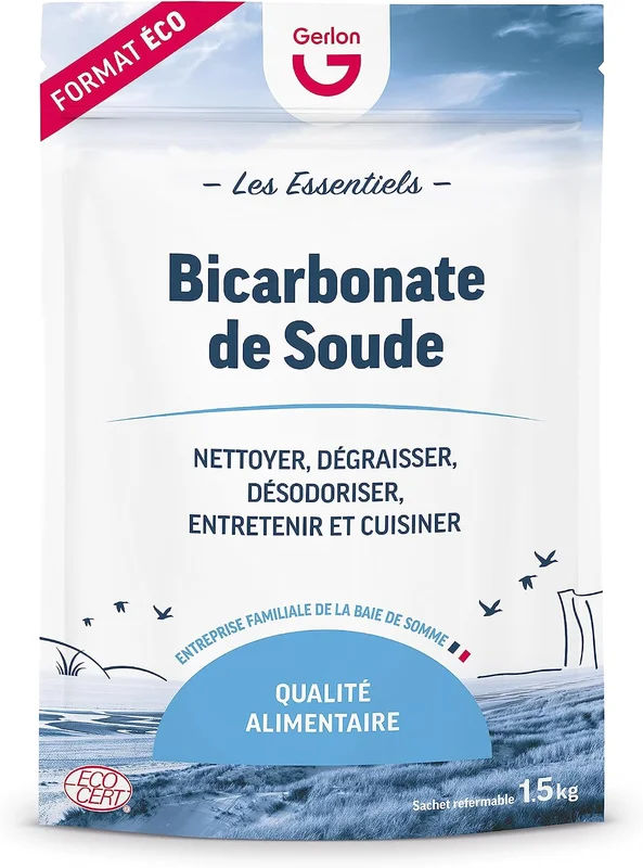 Baking Soda Food & Household 1.5 kg – Practical and Resealable Format – Made in France