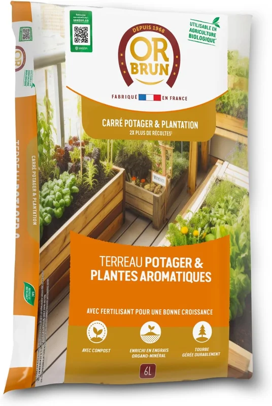 Or Brun OBRTARO6U Potting Soil & Aromatic Plants – 6 L – Fast Growing – Can Be Used in Organic Farming