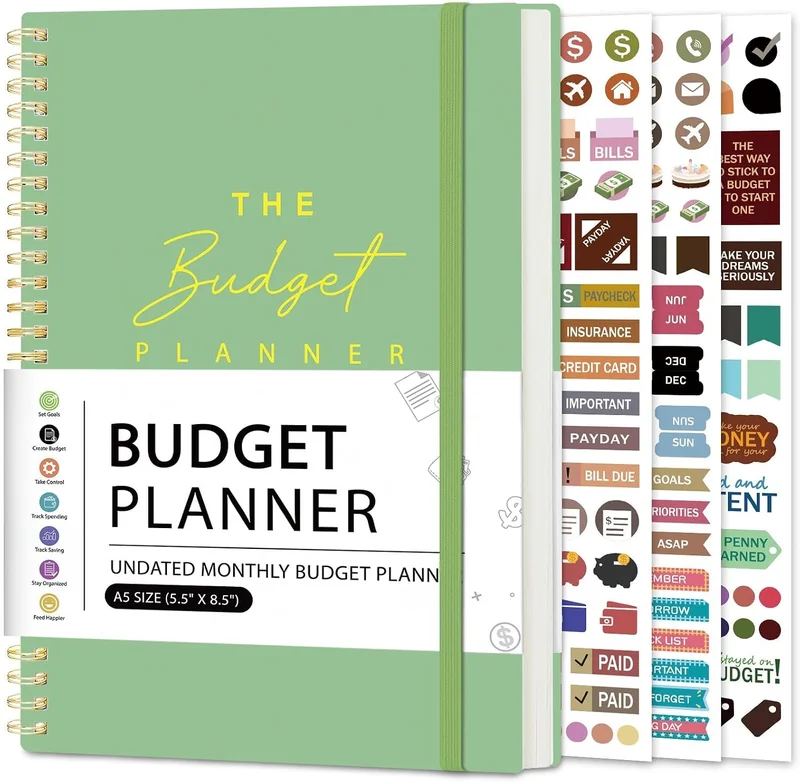 Planificateur de budget, carnet de compte, suivi des dépenses mensuelles, suivi des économies, suivi de dettes, examen du budget mensuel 14 x 21,6 cm, contrôlez votre argent pour gérer vos finances