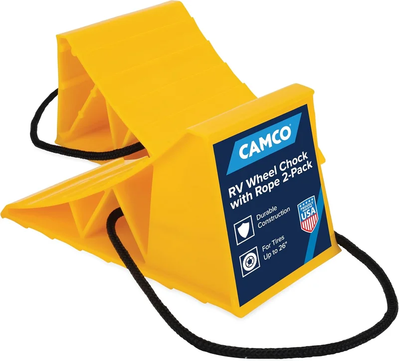 Camco 44471 Wheel Chock with Rope, Set of 2, 2 Pack
