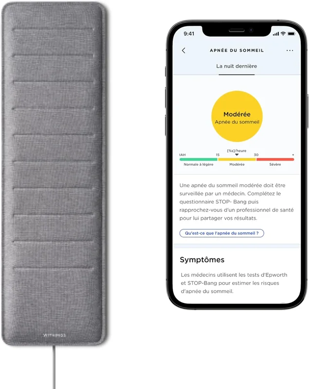 Withings Sleep Analyzer Sleep Sensor with Clinically Validated Sleep Apnea Detection, Grey, Pack of 1