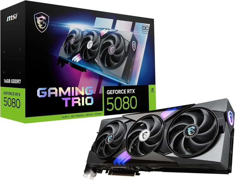 MSI NVIDIA GeForce RTX 5080 16G GAMING TRIO OC Graphics Card