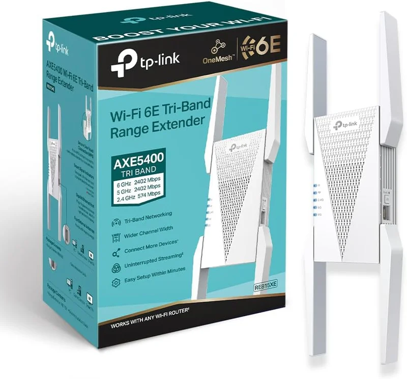 TP-Link Wireless Repeater 6E Powerful 5400Mbps Tri-Band, RE815XE