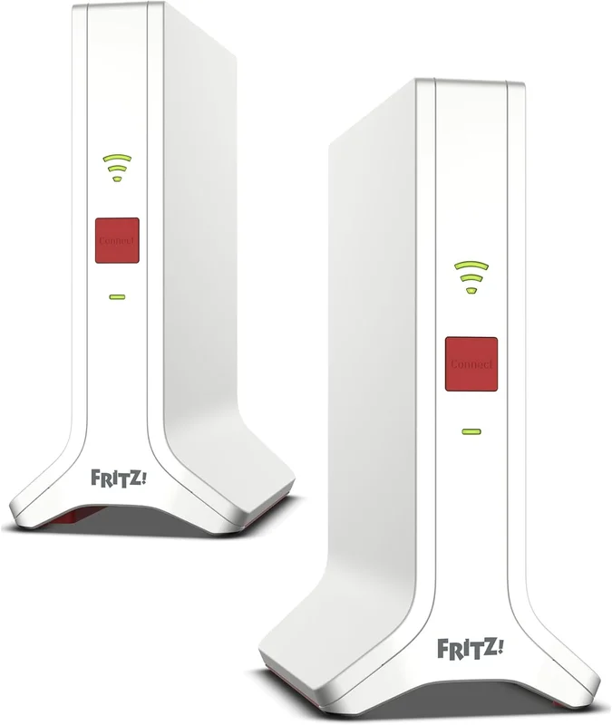 Fritz! Mesh Set 4200 2-Piece Set (2 x Fritz!Ideal Repeater for Internet Router or Fiber Optic Modem (Ont), Wi-Fi Cover for 3-5 Pieces, Triband Wi-FI 6 up to 4200 Mbps, Version